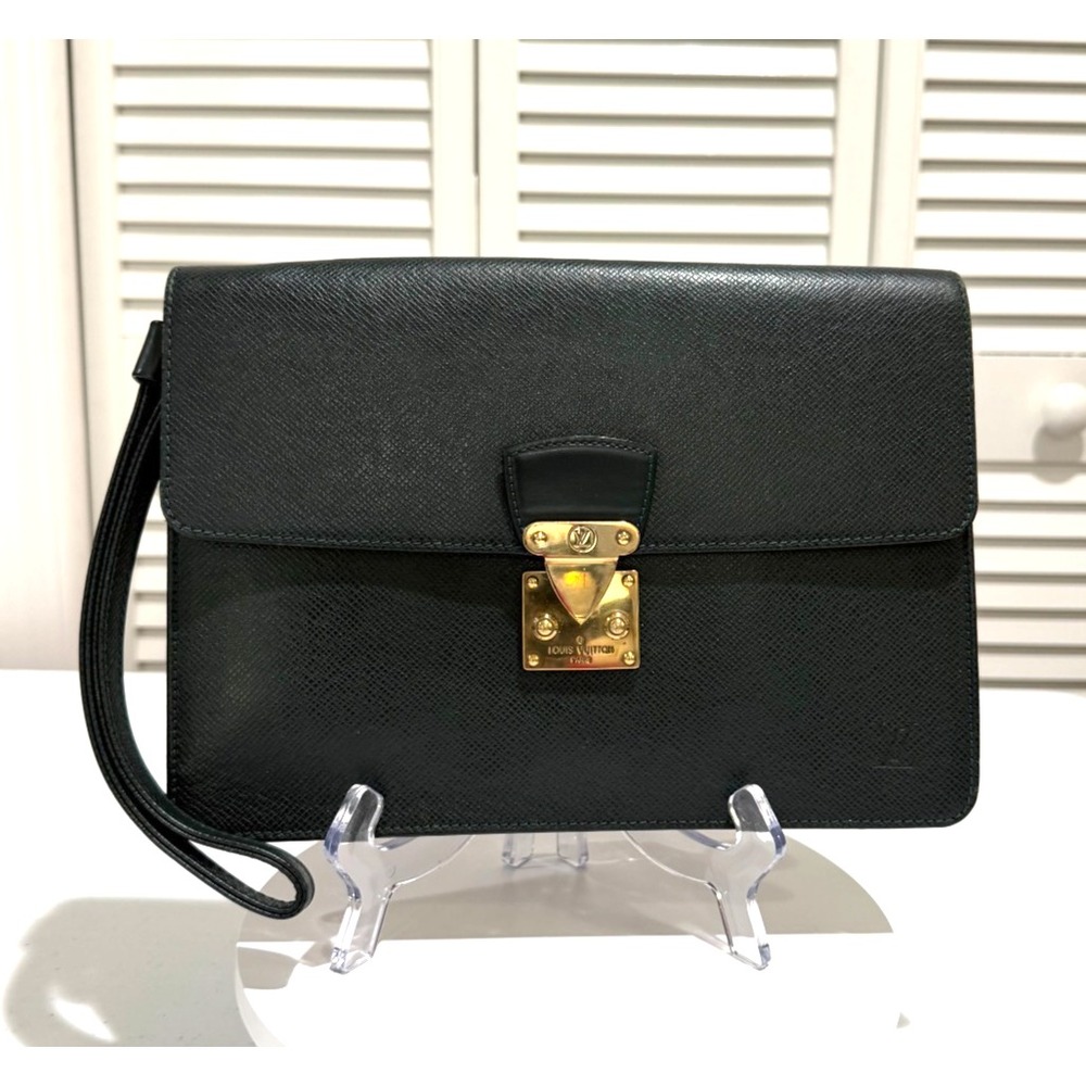 Louis Vuitton Taiga Epicea S-Lock Portfolio Clutch Green Leather Vintage France